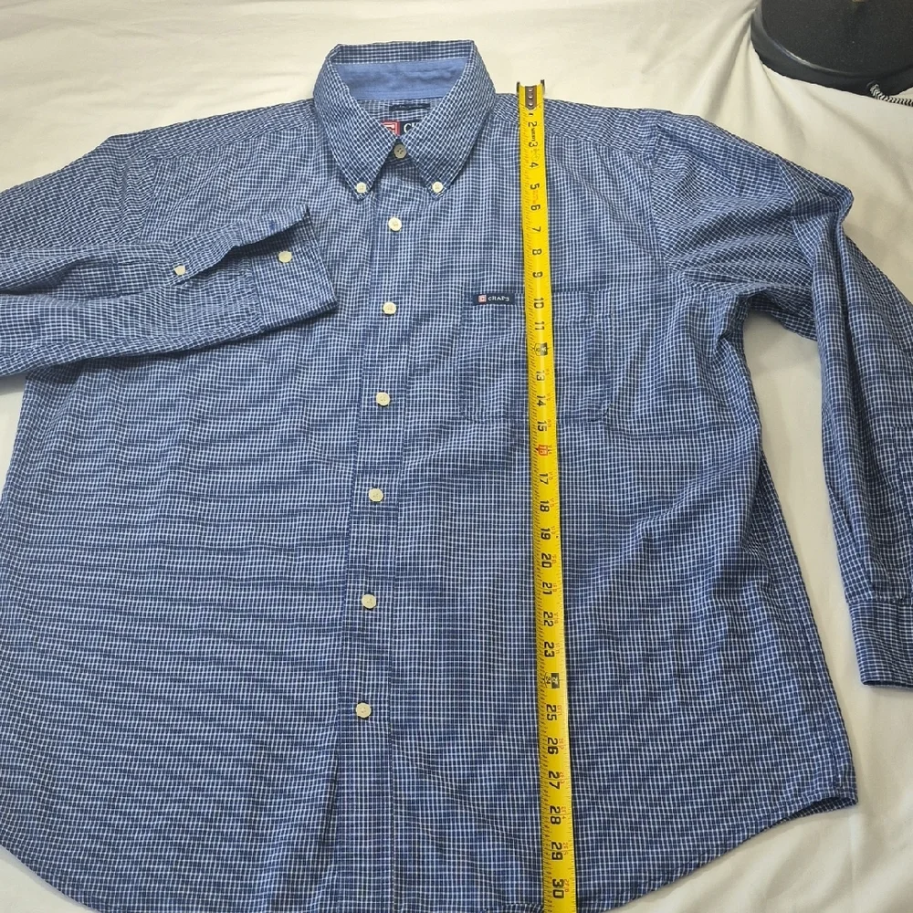 Chaps Navy and White Plaid Men's Shirt - Picture 3 of 13